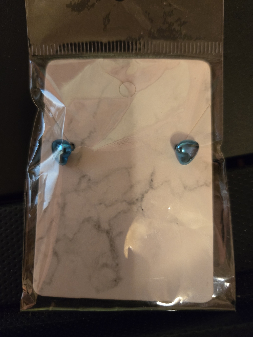 Blue Metallic Heart bud Earrings - Unbranded